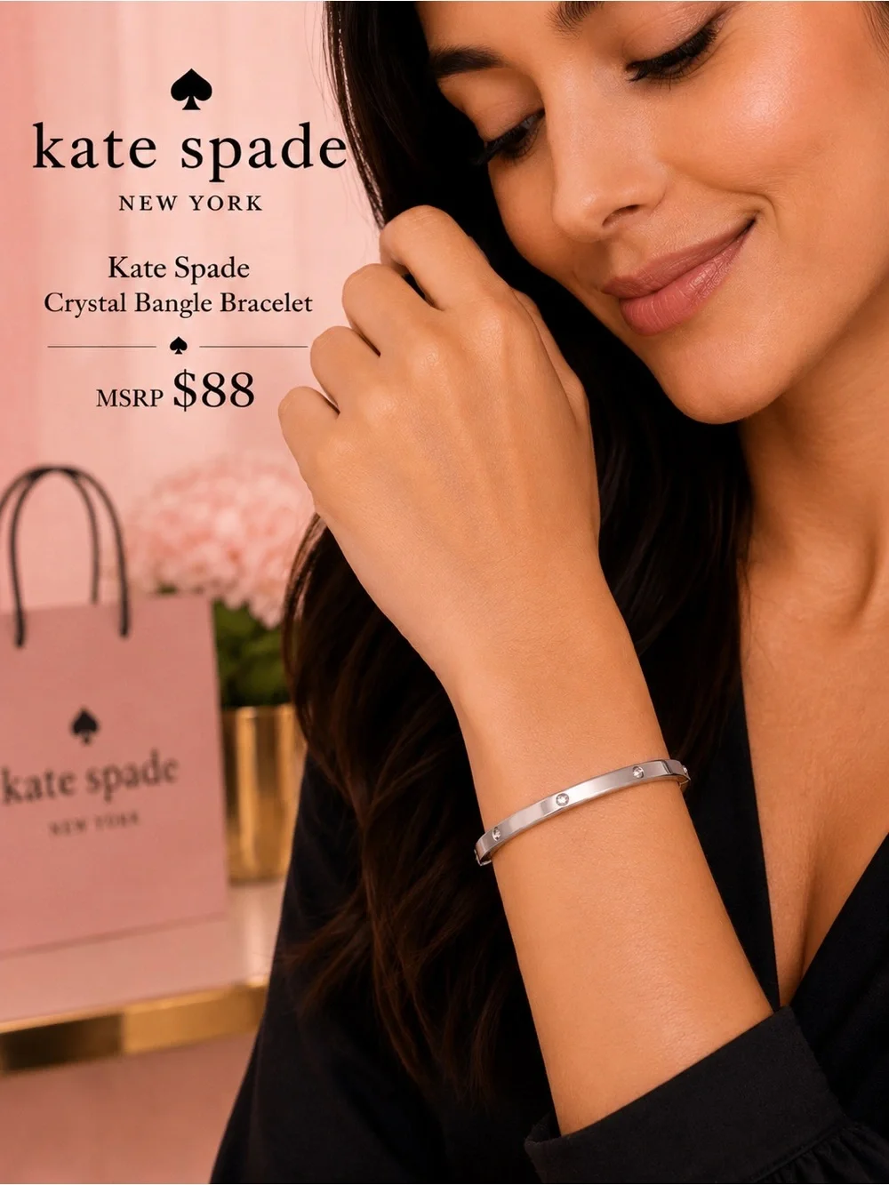 kate spade Silver Crystal Accent Bangle Bracelet